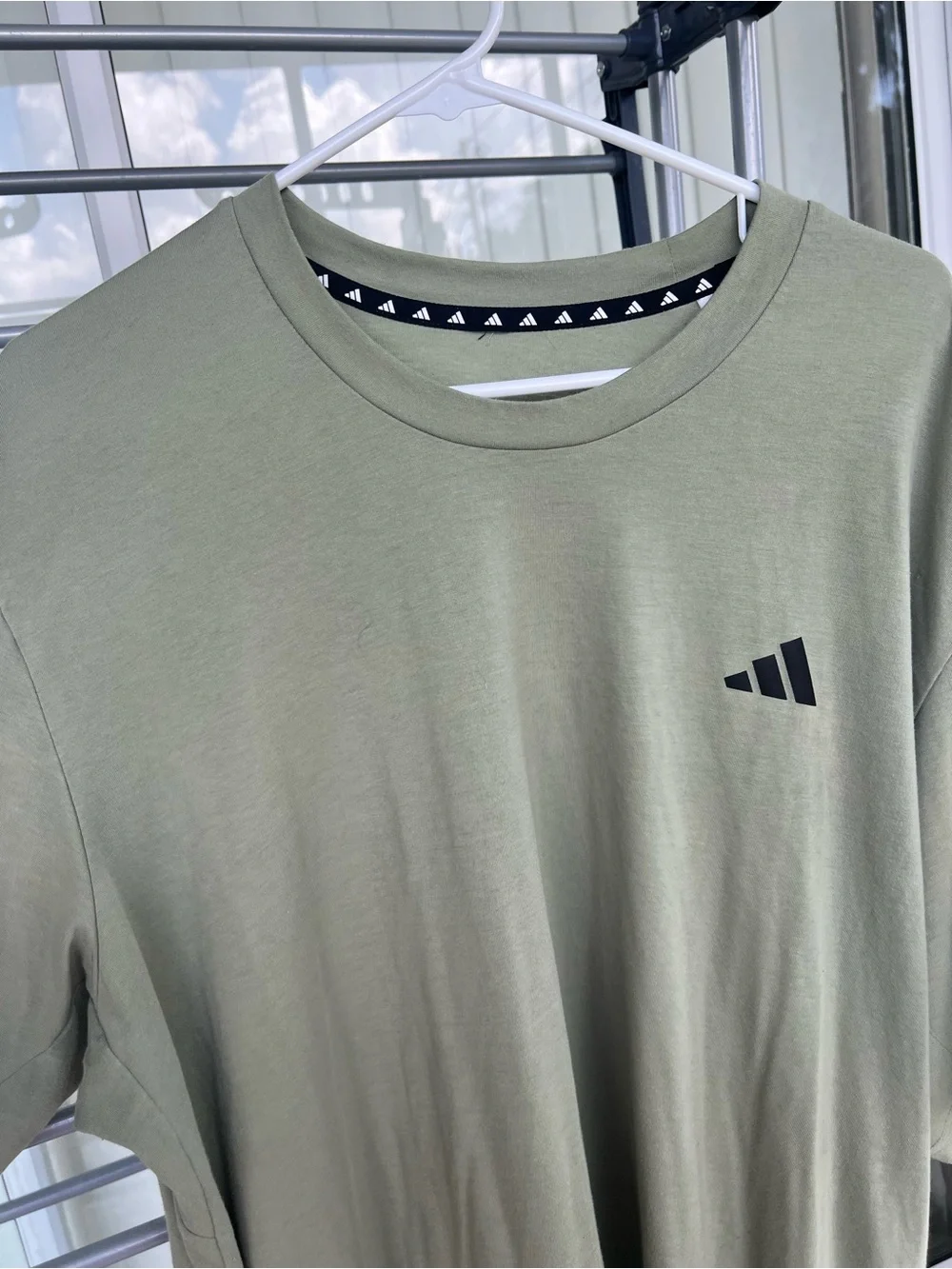 adidas Olive Green Short Sleeve Tee with Black Logo